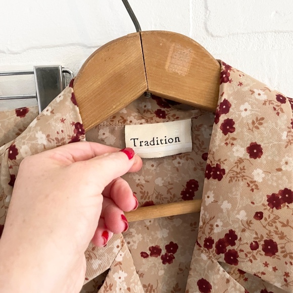 Vintage 2 pieces set skirt Blouse Button down floral print Coquette Sz 16 - Picture 2 of 11